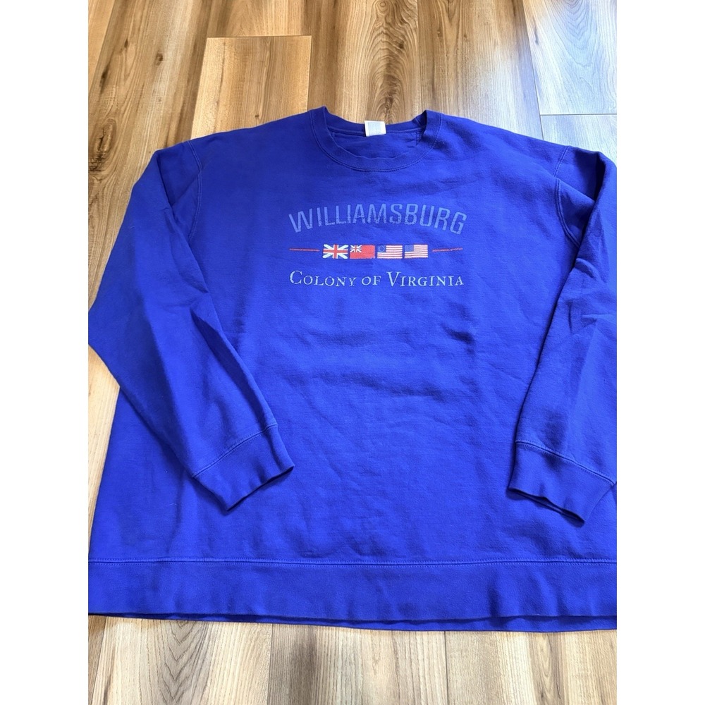 Williamsburg Virginia Crew Neck Sweatshirt Men's 2XL Royal Blue Colonial
